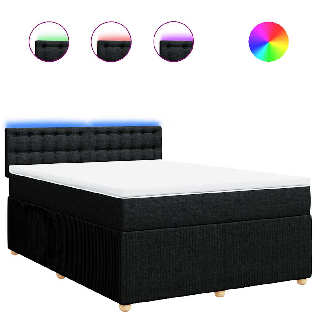 Κρεβάτι Boxspring με Στρώμα Μαύρο 140x190 εκ. Υφασμάτινο - Pakobazaar