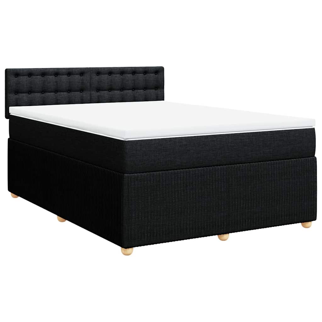 Κρεβάτι Boxspring με Στρώμα Μαύρο 140x190 εκ. Υφασμάτινο - Pakobazaar