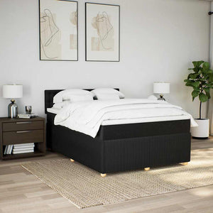 Κρεβάτι Boxspring με Στρώμα Μαύρο 140x190 εκ. Υφασμάτινο - Pakobazaar