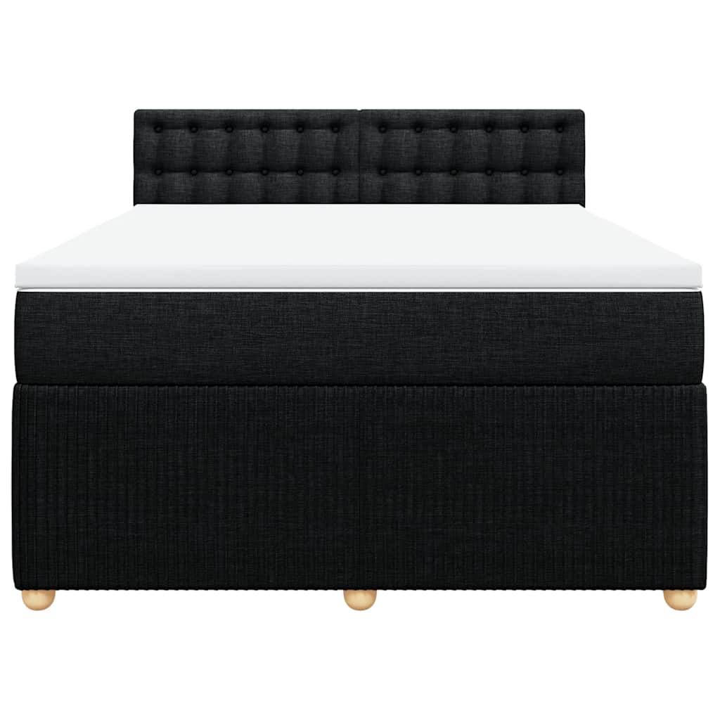Κρεβάτι Boxspring με Στρώμα Μαύρο 140x190 εκ. Υφασμάτινο - Pakobazaar