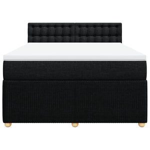 Κρεβάτι Boxspring με Στρώμα Μαύρο 140x190 εκ. Υφασμάτινο - Pakobazaar