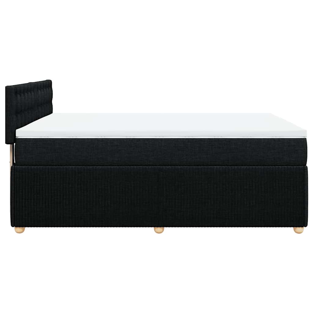 Κρεβάτι Boxspring με Στρώμα Μαύρο 140x190 εκ. Υφασμάτινο - Pakobazaar