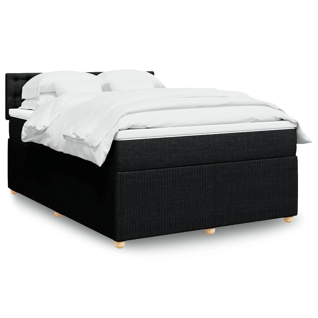 Κρεβάτι Boxspring με Στρώμα Μαύρο 140x190 εκ. Υφασμάτινο - Pakobazaar
