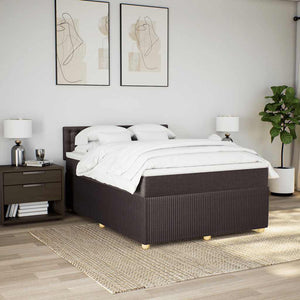 Κρεβάτι Boxspring με Στρώμα Σκούρο Καφέ 140x190 εκ. Υφασμάτινο - Pakobazaar