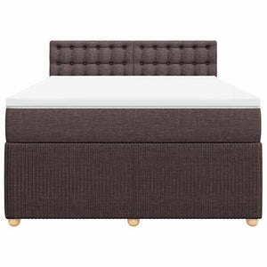 Κρεβάτι Boxspring με Στρώμα Σκούρο Καφέ 140x190 εκ. Υφασμάτινο - Pakobazaar