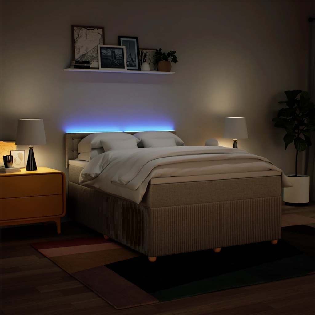 Κρεβάτι Boxspring με Στρώμα Κρεμ 140x190 εκ. Υφασμάτινο - Pakobazaar