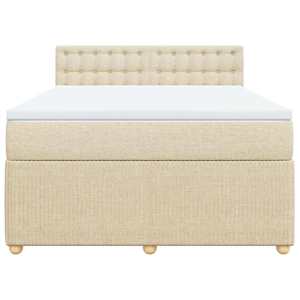 Κρεβάτι Boxspring με Στρώμα Κρεμ 140x190 εκ. Υφασμάτινο - Pakobazaar