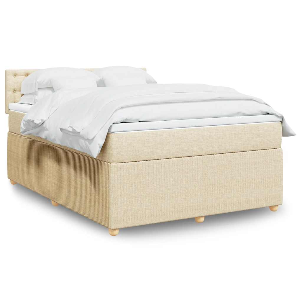 Κρεβάτι Boxspring με Στρώμα Κρεμ 140x190 εκ. Υφασμάτινο - Pakobazaar