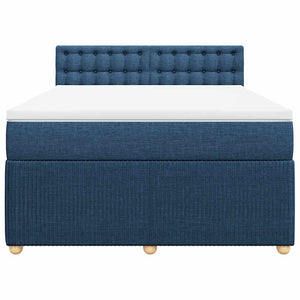Κρεβάτι Boxspring με Στρώμα Μπλε 140x190 εκ. Υφασμάτινο - Pakobazaar