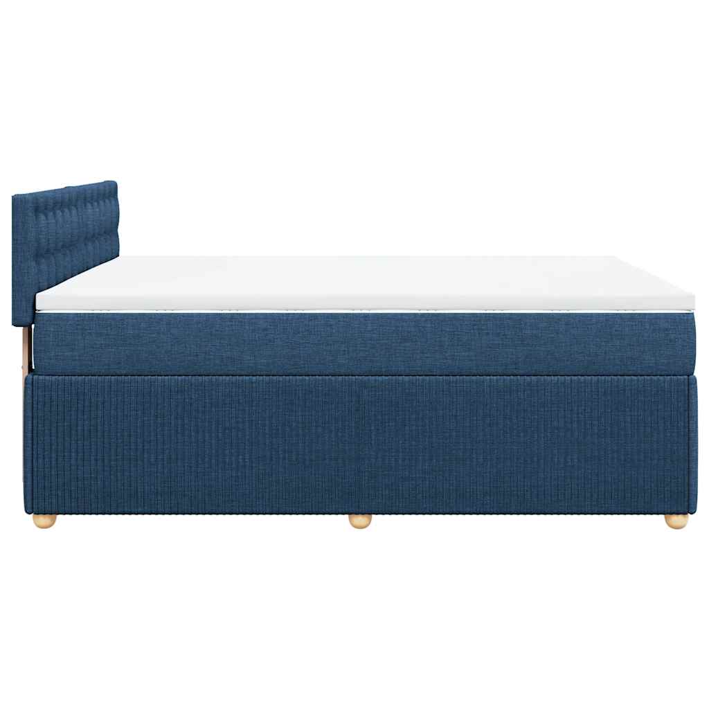 Κρεβάτι Boxspring με Στρώμα Μπλε 140x190 εκ. Υφασμάτινο - Pakobazaar