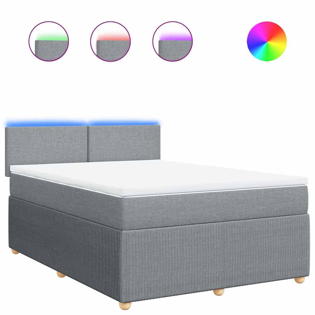 Κρεβάτι Boxspring με Στρώμα Ανοιχτό Γκρι 140x200 εκ. Υφασμάτινο - Pakobazaar