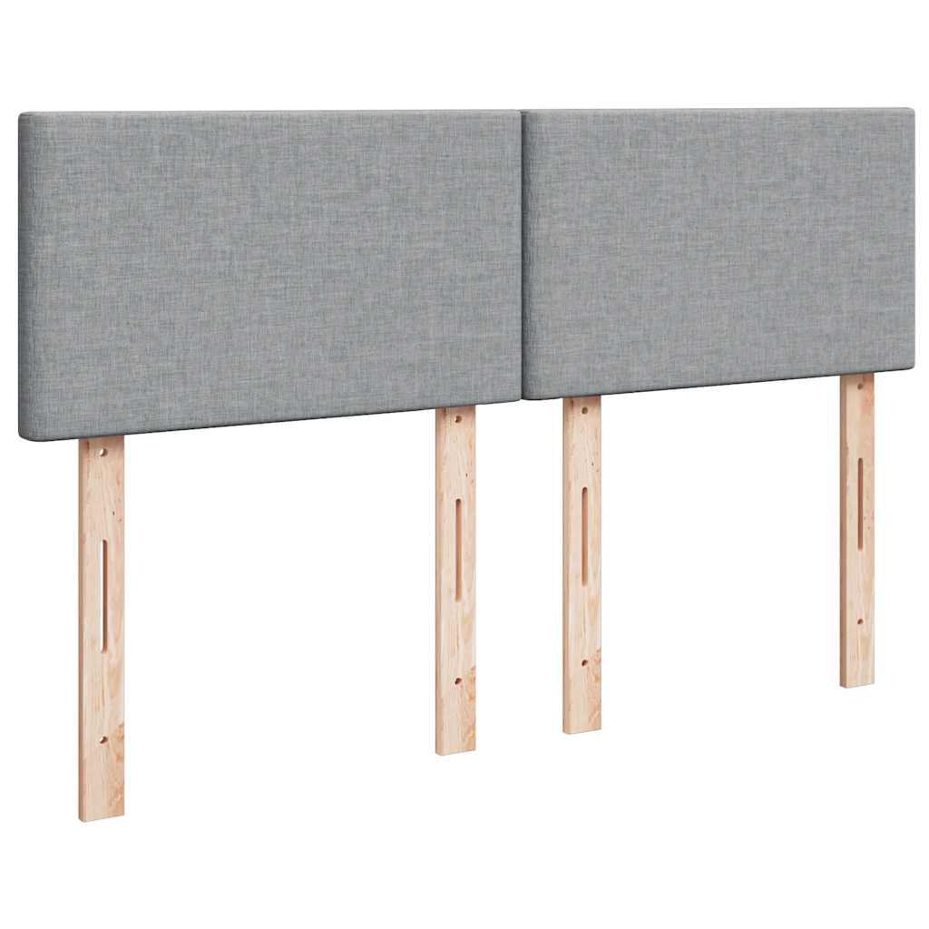 Κρεβάτι Boxspring με Στρώμα Ανοιχτό Γκρι 140x200 εκ. Υφασμάτινο - Pakobazaar