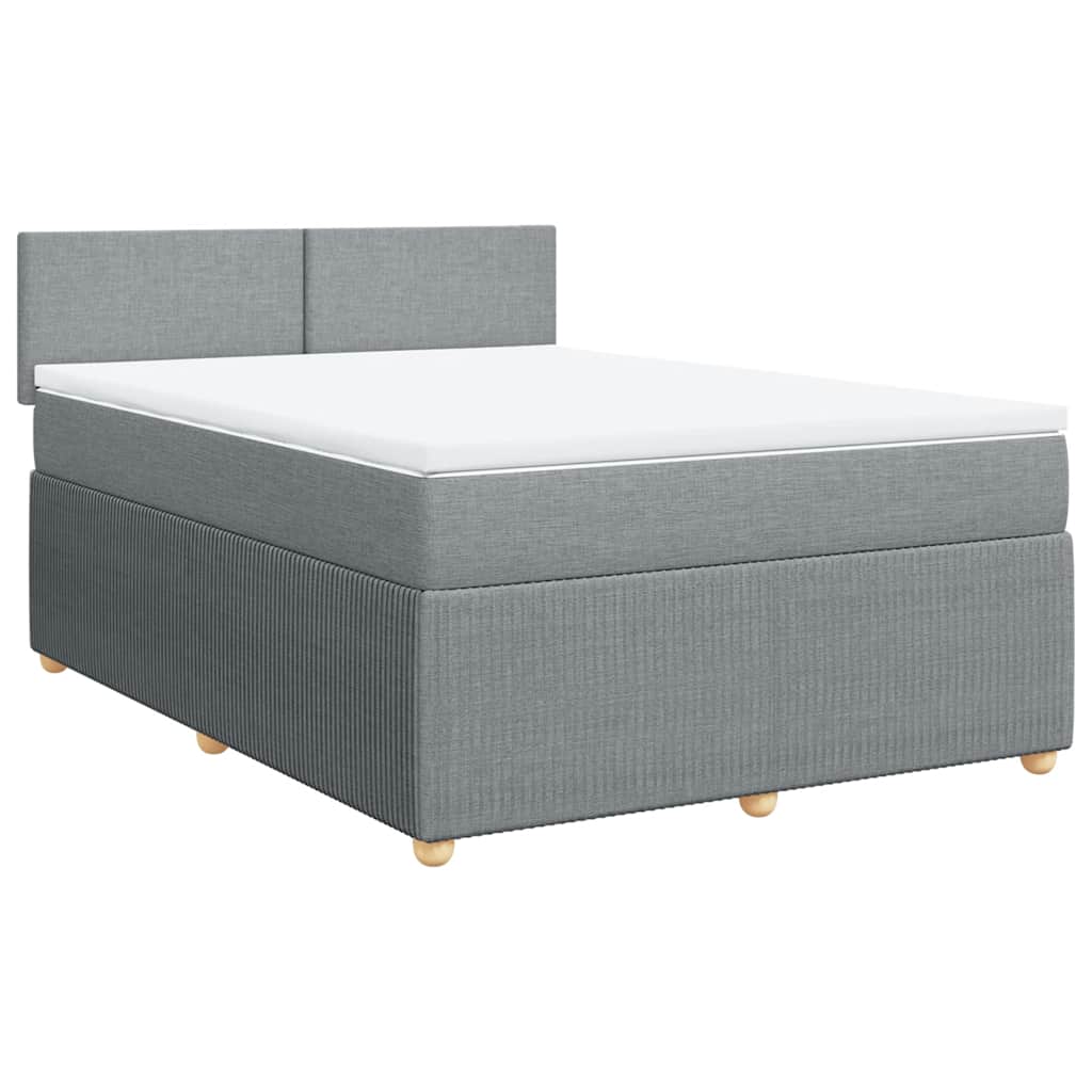 Κρεβάτι Boxspring με Στρώμα Ανοιχτό Γκρι 140x200 εκ. Υφασμάτινο - Pakobazaar