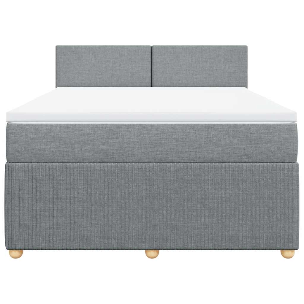 Κρεβάτι Boxspring με Στρώμα Ανοιχτό Γκρι 140x200 εκ. Υφασμάτινο - Pakobazaar