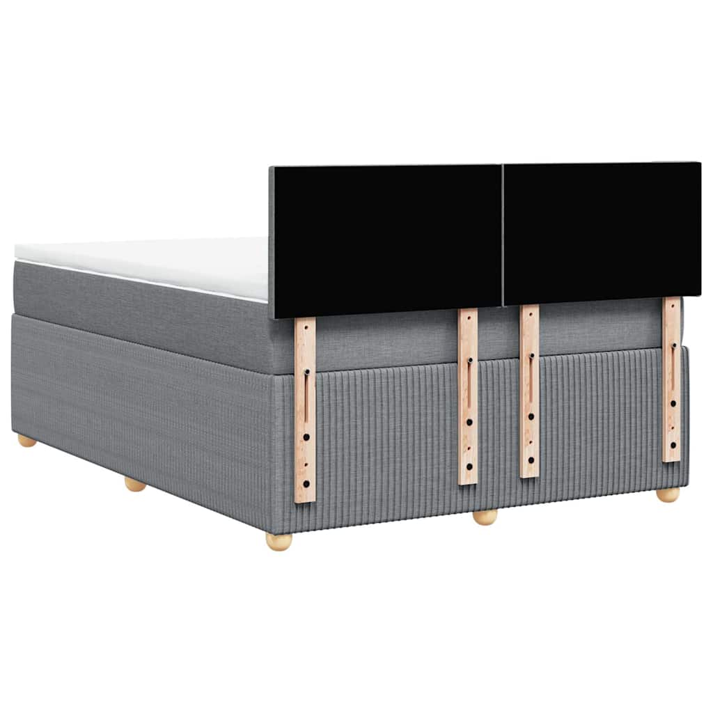 Κρεβάτι Boxspring με Στρώμα Ανοιχτό Γκρι 140x200 εκ. Υφασμάτινο - Pakobazaar