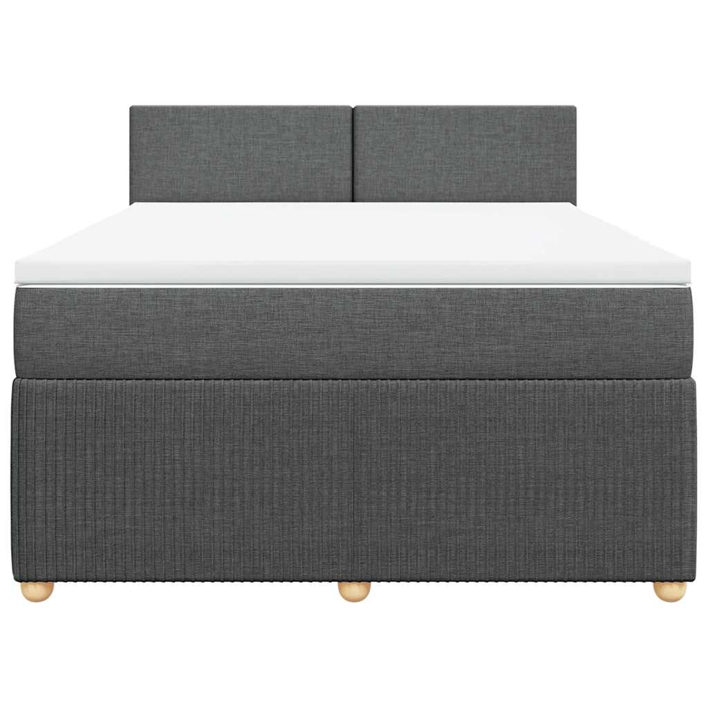 Κρεβάτι Boxspring με Στρώμα Σκούρο Γκρι 140x200 εκ Υφασμάτινο - Pakobazaar
