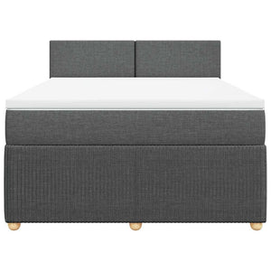 Κρεβάτι Boxspring με Στρώμα Σκούρο Γκρι 140x200 εκ Υφασμάτινο - Pakobazaar