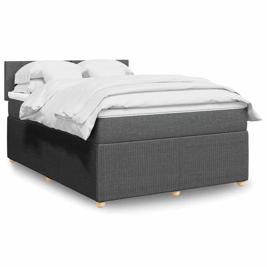 Κρεβάτι Boxspring με Στρώμα Σκούρο Γκρι 140x200 εκ Υφασμάτινο - Pakobazaar