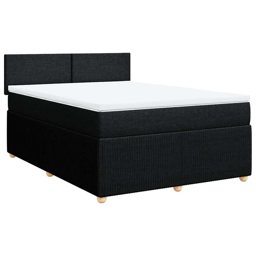 Κρεβάτι Boxspring με Στρώμα Μαύρο 140x200 εκ. Υφασμάτινο - Pakobazaar