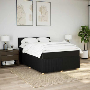 Κρεβάτι Boxspring με Στρώμα Μαύρο 140x200 εκ. Υφασμάτινο - Pakobazaar