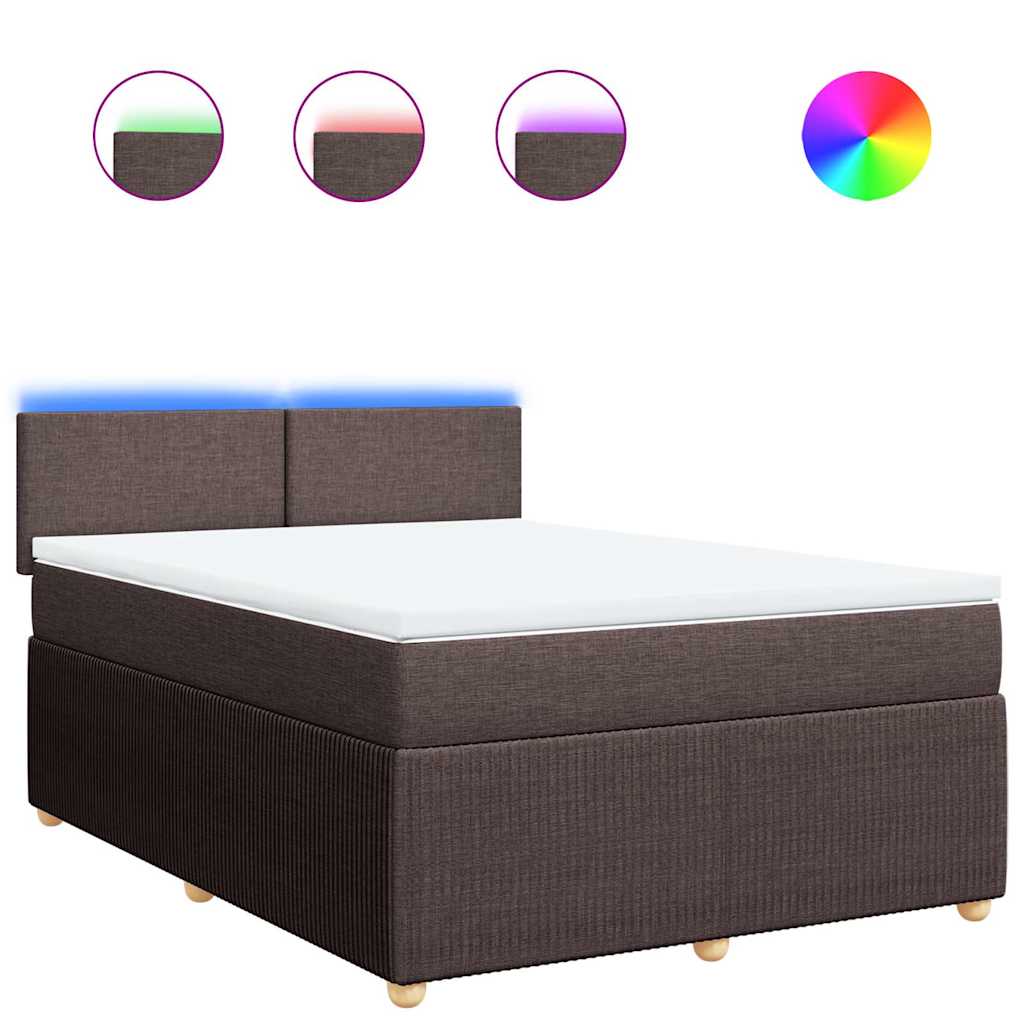 Κρεβάτι Boxspring με Στρώμα Σκούρο Καφέ 140x200 εκ Υφασμάτινο - Pakobazaar