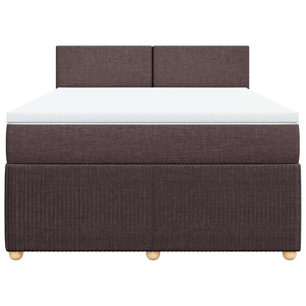 Κρεβάτι Boxspring με Στρώμα Σκούρο Καφέ 140x200 εκ Υφασμάτινο - Pakobazaar