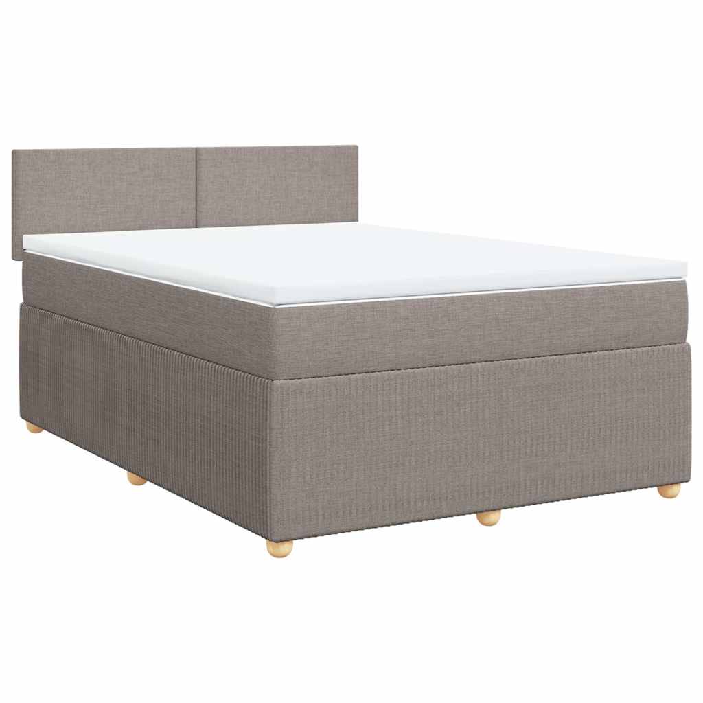 Κρεβάτι Boxspring με Στρώμα Taupe 140x200 εκ. Υφασμάτινο - Pakobazaar