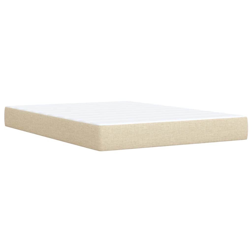 Κρεβάτι Boxspring με Στρώμα Κρεμ 140x200 εκ. Υφασμάτινο - Pakobazaar