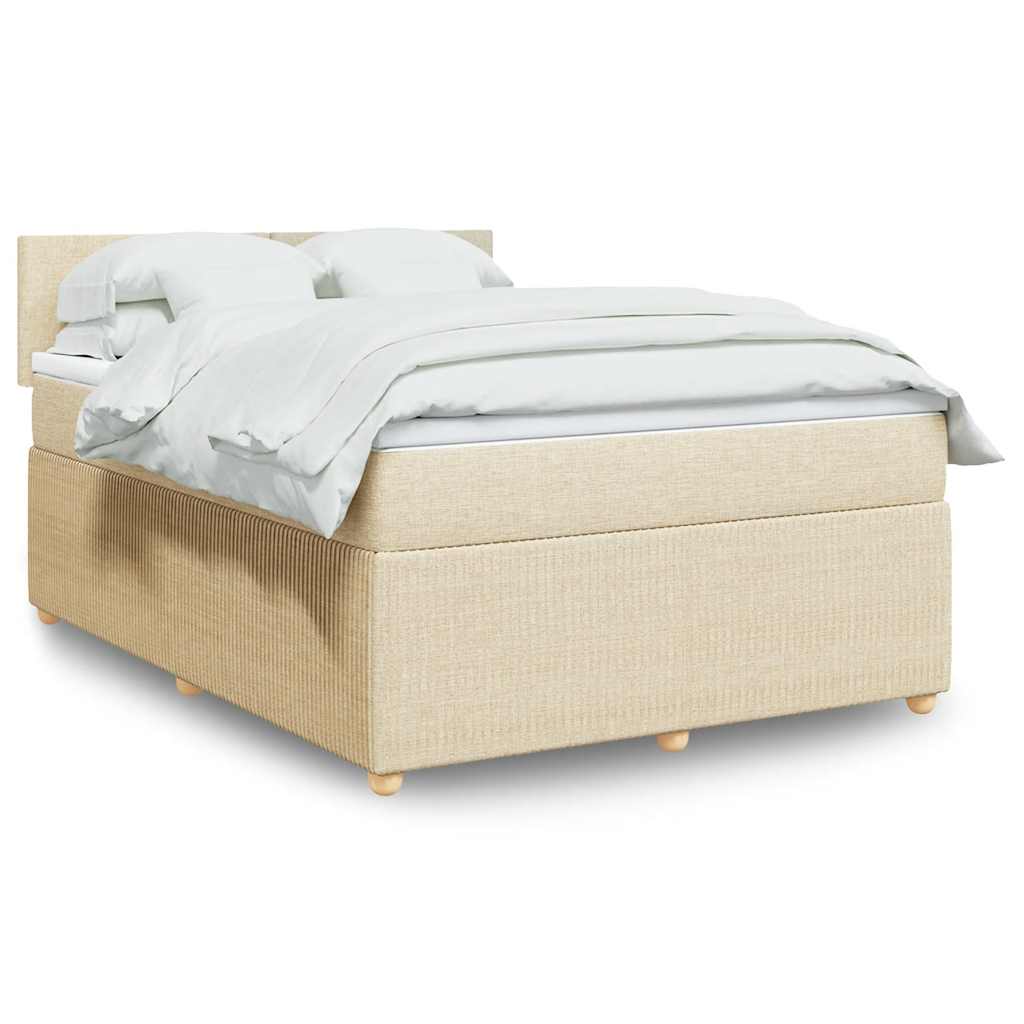 Κρεβάτι Boxspring με Στρώμα Κρεμ 140x200 εκ. Υφασμάτινο - Pakobazaar