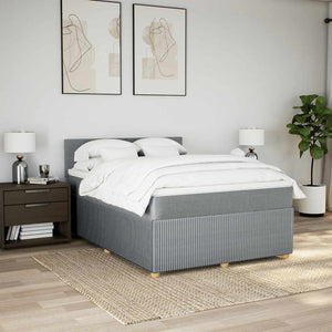 Κρεβάτι Boxspring με Στρώμα Ανοιχτό Γκρι 140x200 εκ. Υφασμάτινο - Pakobazaar