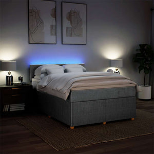Κρεβάτι Boxspring με Στρώμα Ανοιχτό Γκρι 140x200 εκ. Υφασμάτινο - Pakobazaar