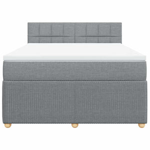Κρεβάτι Boxspring με Στρώμα Ανοιχτό Γκρι 140x200 εκ. Υφασμάτινο - Pakobazaar