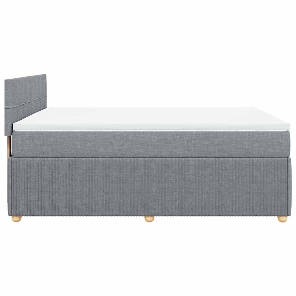 Κρεβάτι Boxspring με Στρώμα Ανοιχτό Γκρι 140x200 εκ. Υφασμάτινο - Pakobazaar