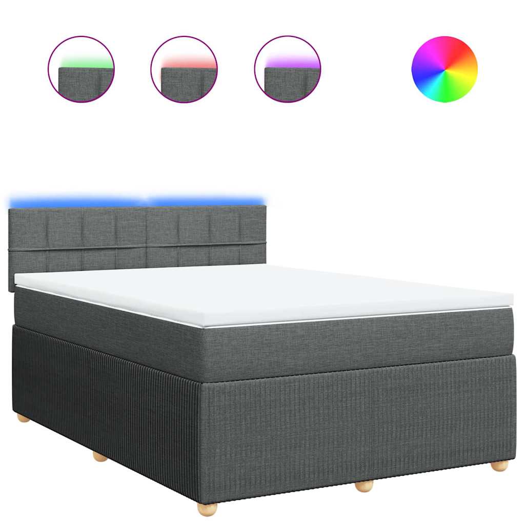Κρεβάτι Boxspring με Στρώμα Σκούρο Γκρι 140x200 εκ Υφασμάτινο - Pakobazaar