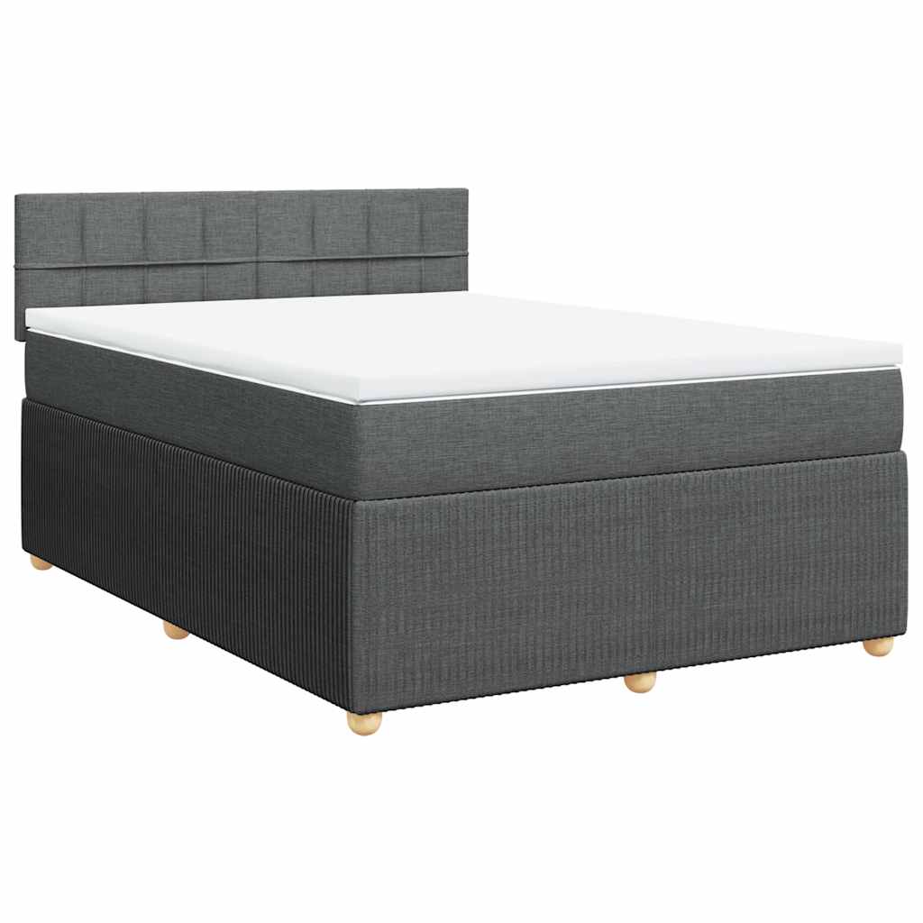Κρεβάτι Boxspring με Στρώμα Σκούρο Γκρι 140x200 εκ Υφασμάτινο - Pakobazaar
