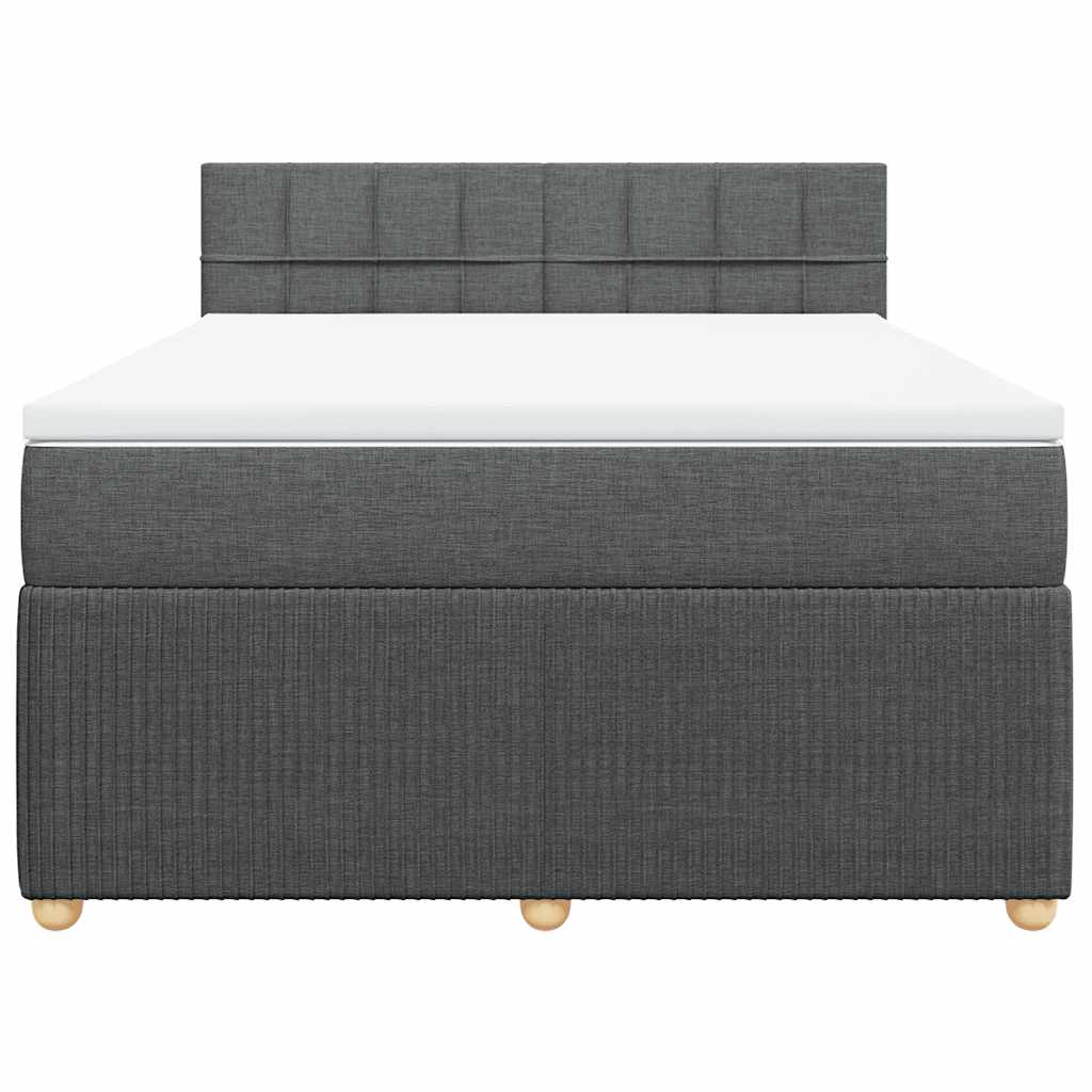 Κρεβάτι Boxspring με Στρώμα Σκούρο Γκρι 140x200 εκ Υφασμάτινο - Pakobazaar