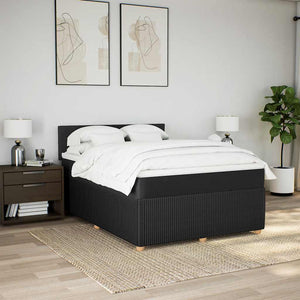 Κρεβάτι Boxspring με Στρώμα Μαύρο 140x200 εκ. Υφασμάτινο - Pakobazaar