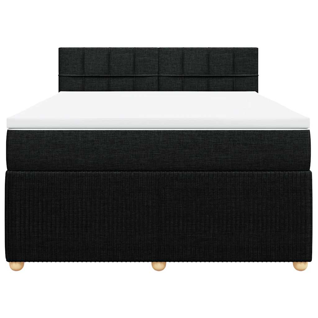 Κρεβάτι Boxspring με Στρώμα Μαύρο 140x200 εκ. Υφασμάτινο - Pakobazaar