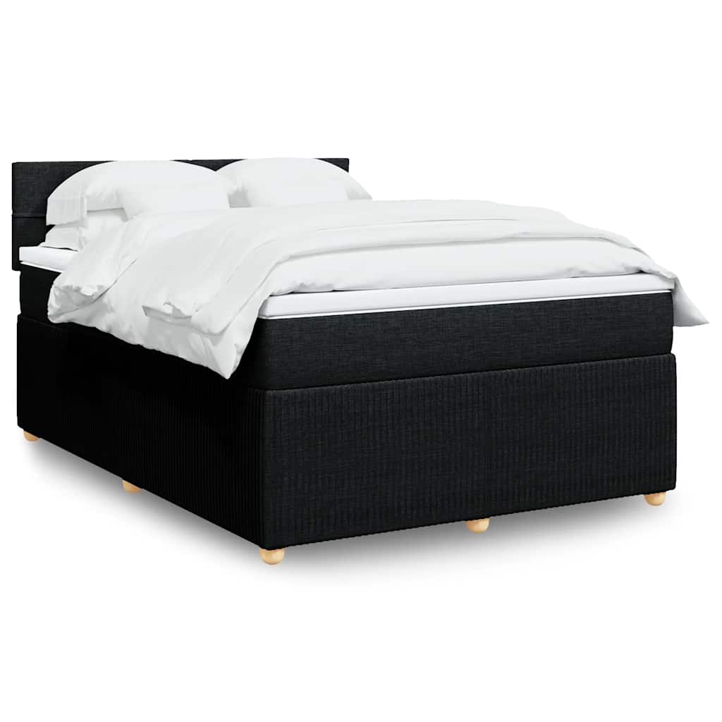Κρεβάτι Boxspring με Στρώμα Μαύρο 140x200 εκ. Υφασμάτινο - Pakobazaar