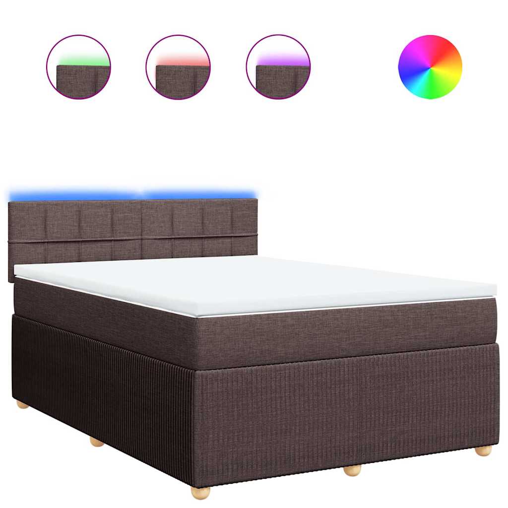 Κρεβάτι Boxspring με Στρώμα Σκούρο Καφέ 140x200 εκ Υφασμάτινο - Pakobazaar