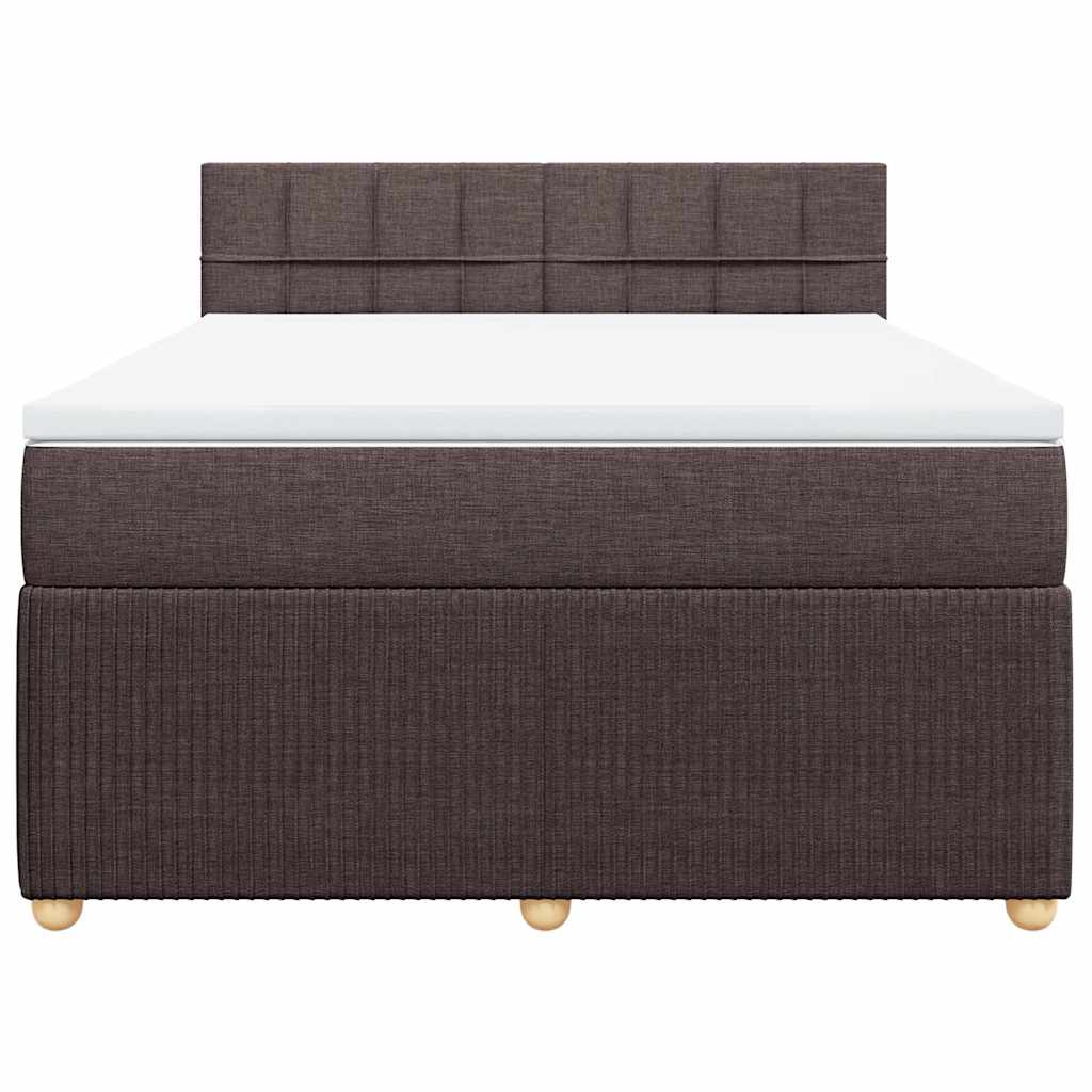 Κρεβάτι Boxspring με Στρώμα Σκούρο Καφέ 140x200 εκ Υφασμάτινο - Pakobazaar