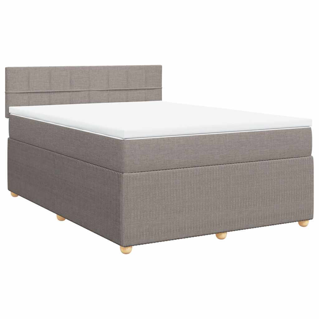 Κρεβάτι Boxspring με Στρώμα Taupe 140x200 εκ. Υφασμάτινο - Pakobazaar