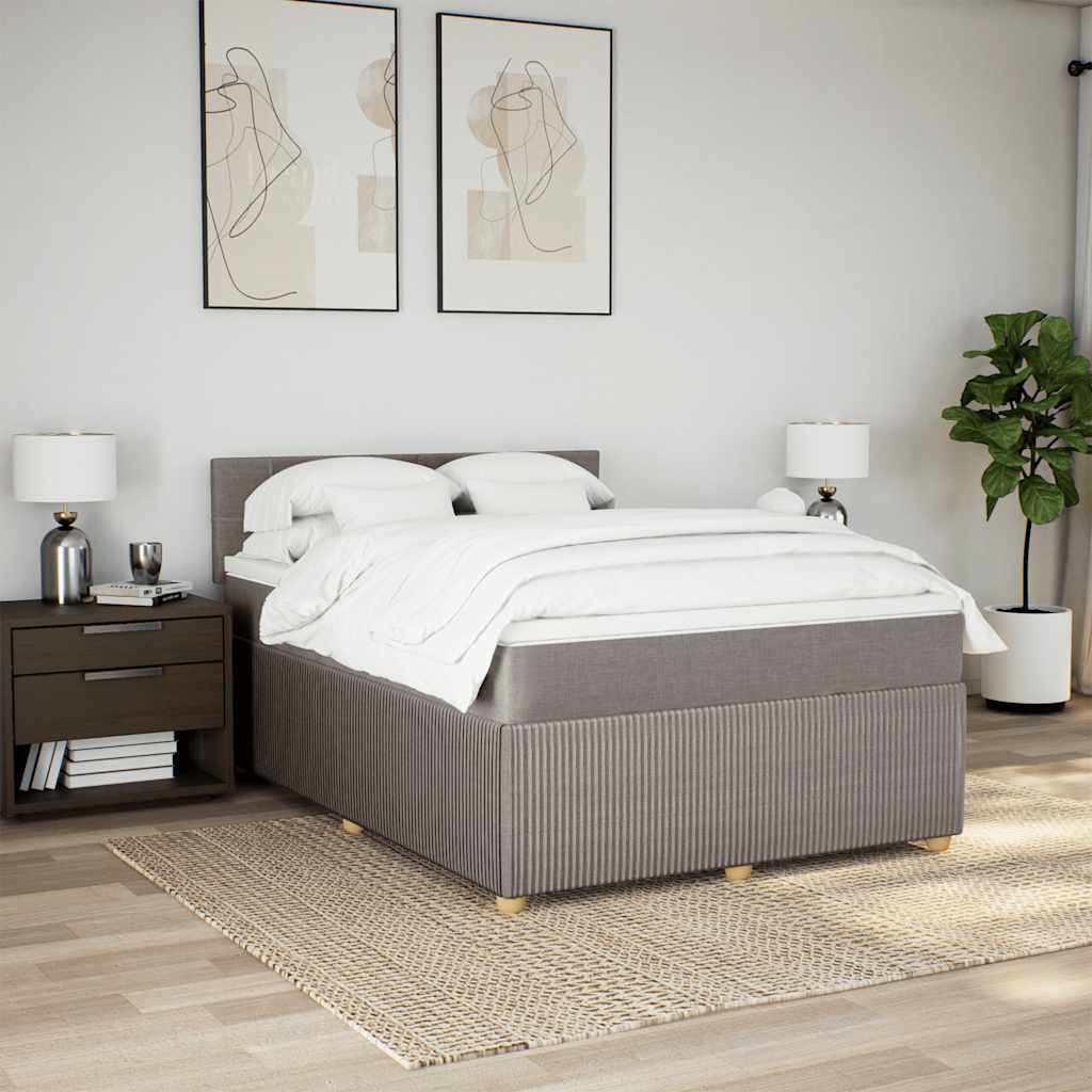 Κρεβάτι Boxspring με Στρώμα Taupe 140x200 εκ. Υφασμάτινο - Pakobazaar