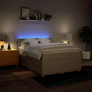 Κρεβάτι Boxspring με Στρώμα Κρεμ 140x200 εκ. Υφασμάτινο - Pakobazaar