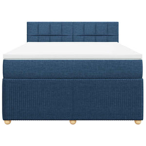 Κρεβάτι Boxspring με Στρώμα Μπλε 140x200 εκ. Υφασμάτινο - Pakobazaar