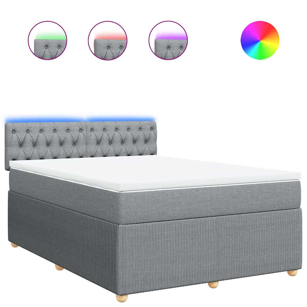 Κρεβάτι Boxspring με Στρώμα Ανοιχτό Γκρι 140x200 εκ. Υφασμάτινο - Pakobazaar