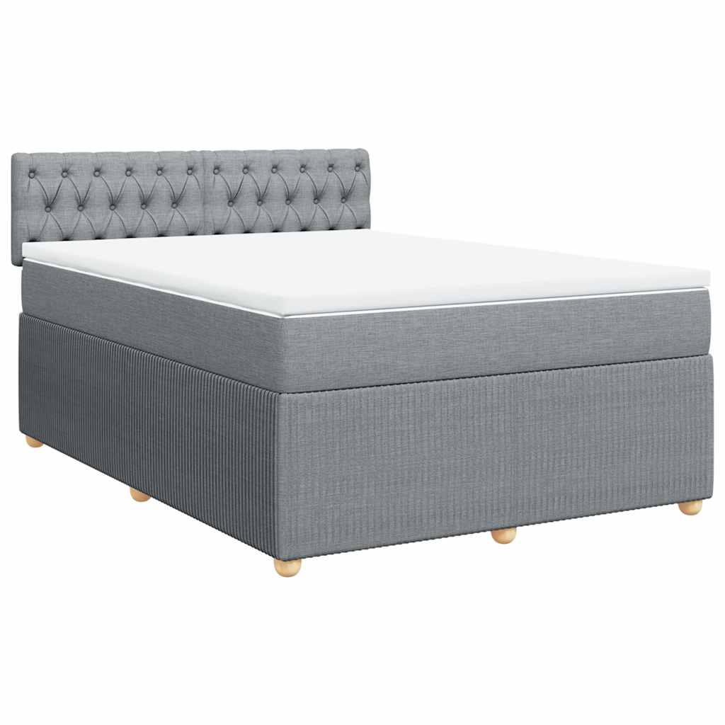 Κρεβάτι Boxspring με Στρώμα Ανοιχτό Γκρι 140x200 εκ. Υφασμάτινο - Pakobazaar