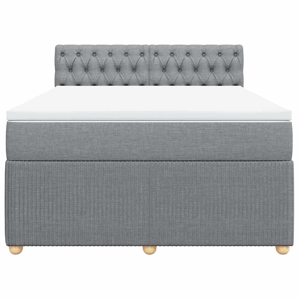 Κρεβάτι Boxspring με Στρώμα Ανοιχτό Γκρι 140x200 εκ. Υφασμάτινο - Pakobazaar