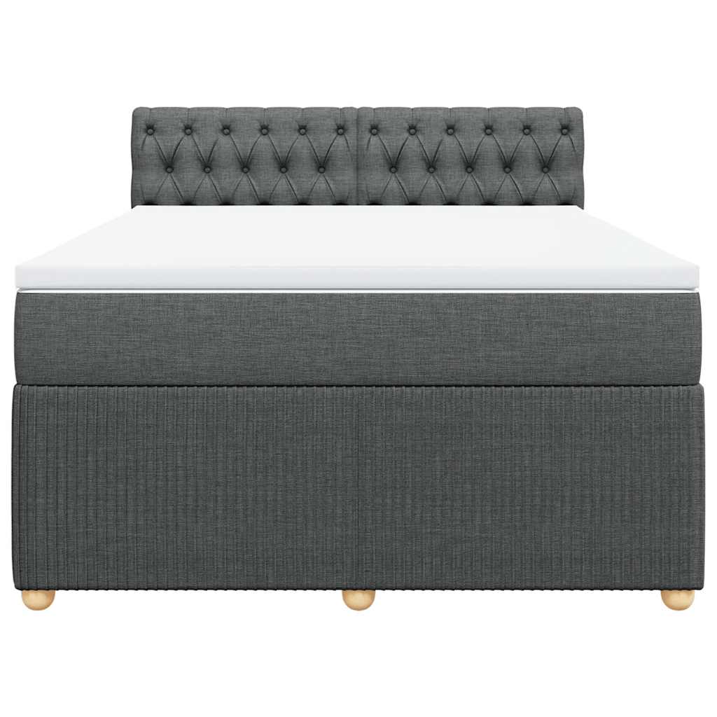 Κρεβάτι Boxspring με Στρώμα Σκούρο Γκρι 140x200 εκ Υφασμάτινο - Pakobazaar