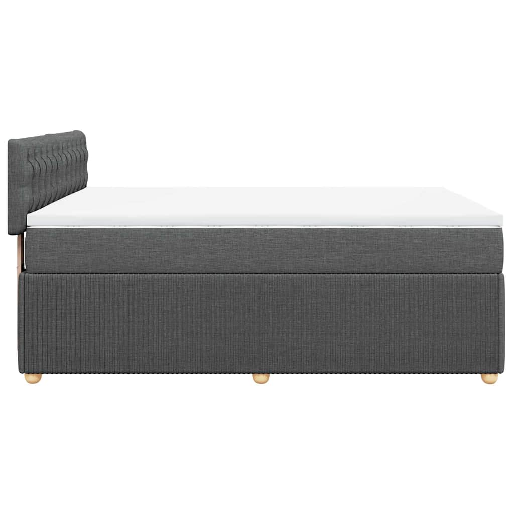 Κρεβάτι Boxspring με Στρώμα Σκούρο Γκρι 140x200 εκ Υφασμάτινο - Pakobazaar